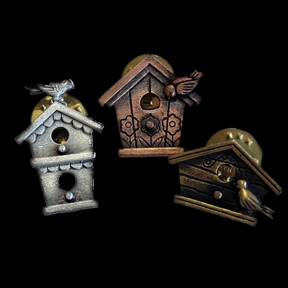 Vintage JJ Jonette  pins Bird House theme - Picture 1 of 6